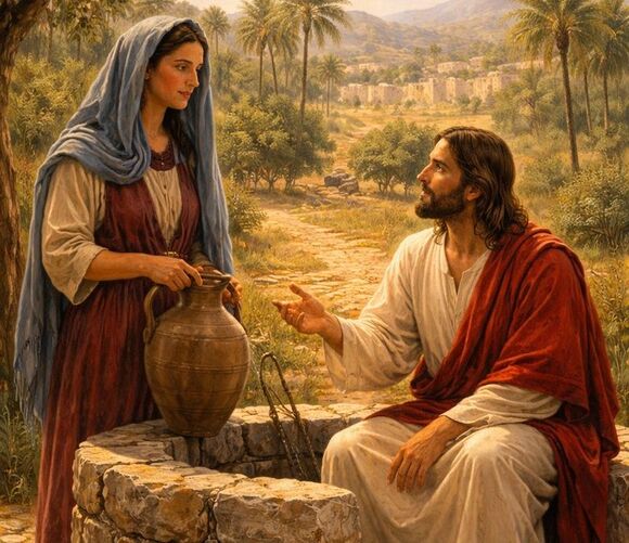 Jesus and the Samaritan woman at the well